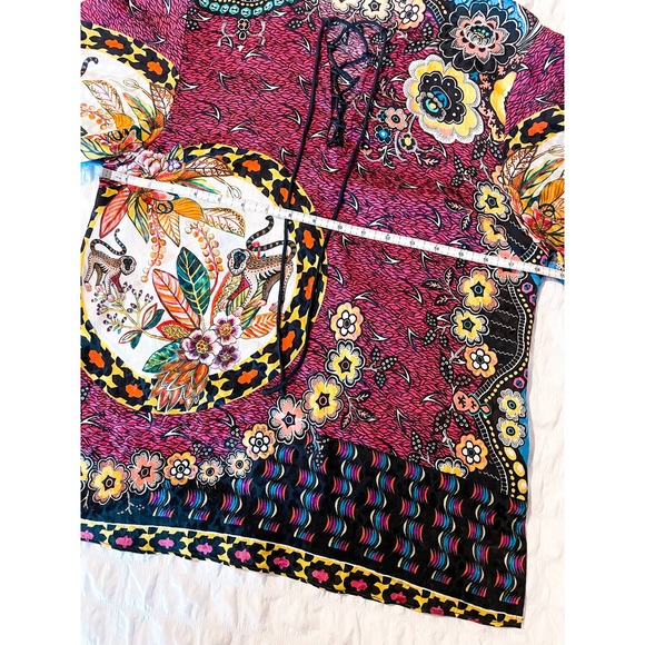 Etro Jungle Silk Lace-up Front Bell Sleeve Blouse Size 42 - Picture 11 of 13